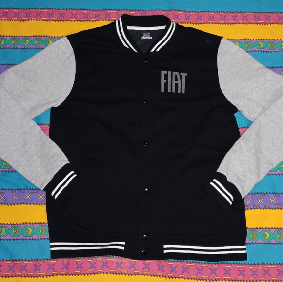 Fiat Promo Cotton Button Up Lightweight Varsity Jacket Vintage Chrysler Car - Picture 1 of 6
